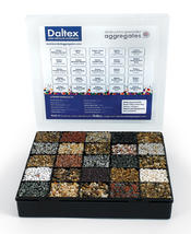 DALTEX Aggregate Sample Case opened showcasing different blends for resin bound surfacing. 
