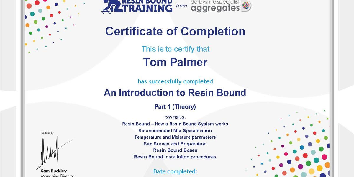Resin Bound Training Certificate